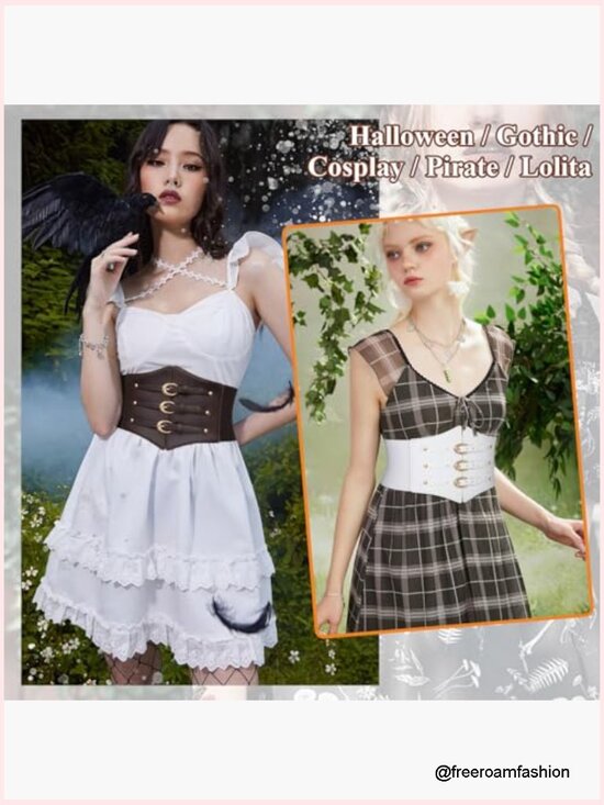 Wide Elastic Corset Belt with Gold Buckle for Daily Cosplay Halloween